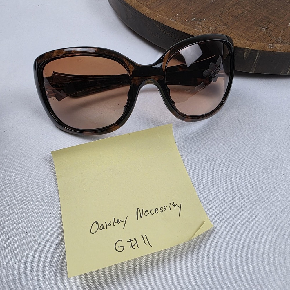 Oakley Necessity Sunglasses Womens 60-18 Brown Tortoise Oversized Wrap Tinted - Picture 15 of 16